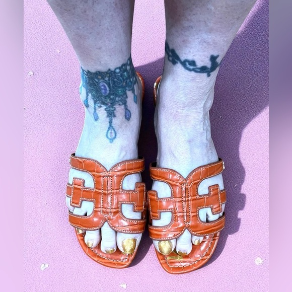 Sam Edelman Women's Bold Orange BAY Sandals flats slides 9.5 - Picture 3 of 8